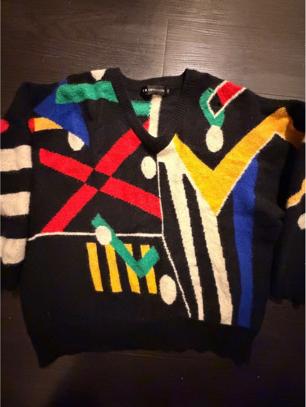 VTG L.B. Diffusion Abstract Geometric Lambswool Sweater 2X